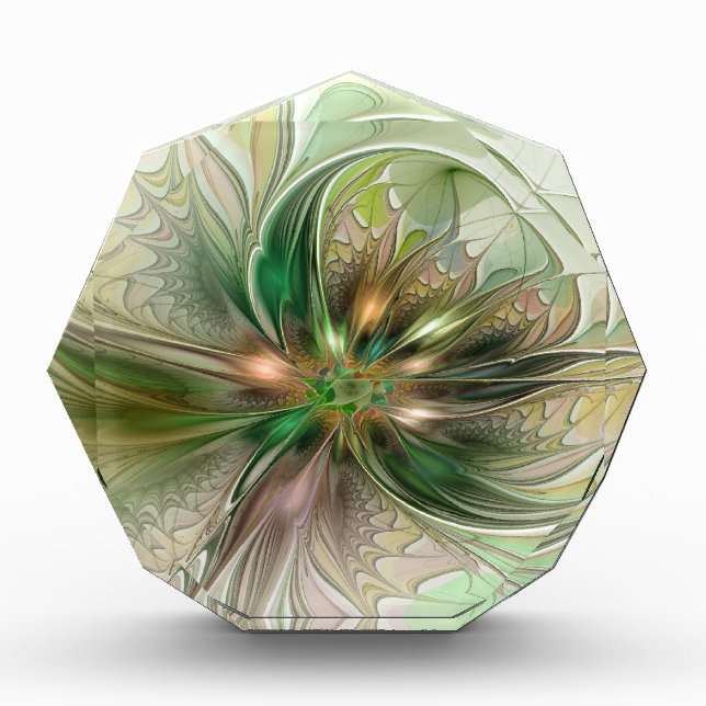 Colorful Fantasy Modern Abstract Fractal Flower Acrylic Award (Front)