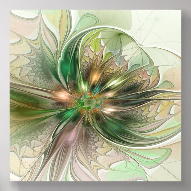 Colorful Fantasy Modern Abstract Fractal Flower Acrylic Photo Tile (Front Set)