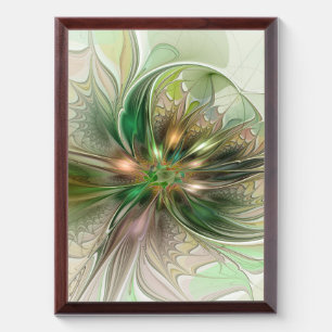 Colorful Fantasy Modern Abstract Fractal Flower Award Plaque