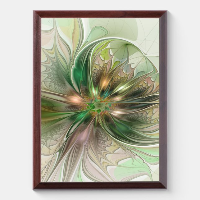 Colorful Fantasy Modern Abstract Fractal Flower Award Plaque (Vertical)