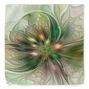 Colorful Fantasy Modern Abstract Fractal Flower Bandana