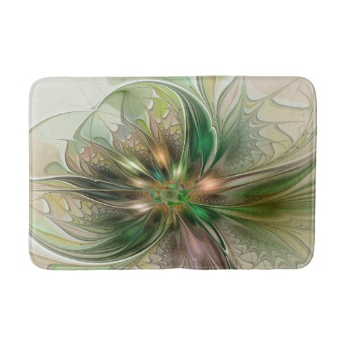 Colorful Fantasy Modern Abstract Fractal Flower Bath Mat