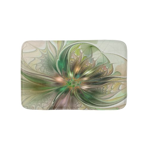 Colorful Fantasy Modern Abstract Fractal Flower Bath Mat