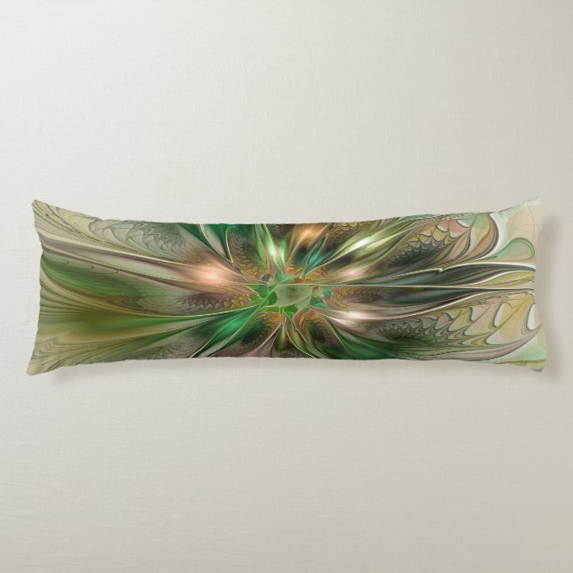 Colorful Fantasy Modern Abstract Fractal Flower Body Pillow (Front)