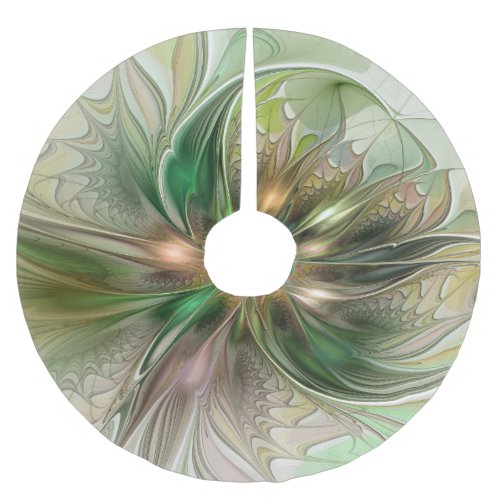 Colorful Fantasy Modern Abstract Fractal Flower Brushed Polyester Tree Skirt