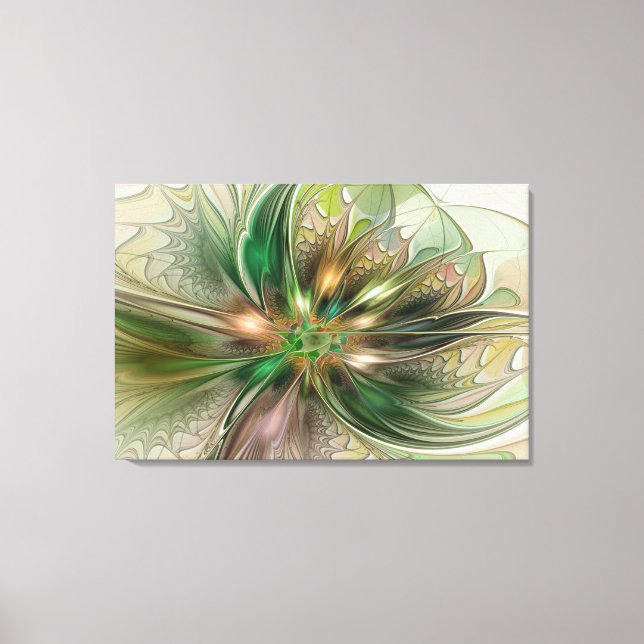 Colorful Fantasy Modern Abstract Fractal Flower Canvas Print (Front)