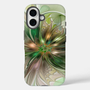 Colorful Fantasy Modern Abstract Fractal Flower iPhone 16 Case