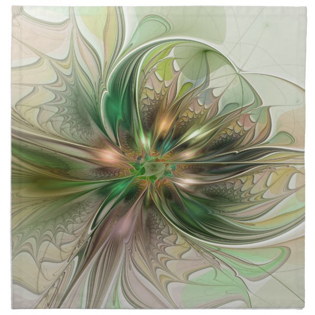 Colorful Fantasy Modern Abstract Fractal Flower Cloth Napkin (Front)