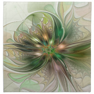 Colorful Fantasy Modern Abstract Fractal Flower Cloth Napkin