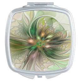Colorful Fantasy Modern Abstract Fractal Flower Compact Mirror