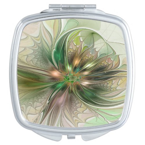 Colorful Fantasy Modern Abstract Fractal Flower Compact Mirror