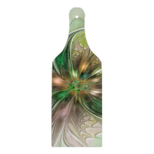 Colorful Fantasy Modern Abstract Fractal Flower Cutting Board