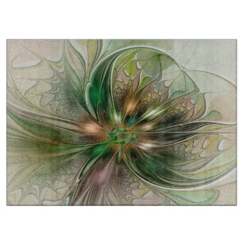 Colorful Fantasy Modern Abstract Fractal Flower Cutting Board