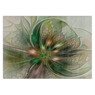 Colorful Fantasy Modern Abstract Fractal Flower Cutting Board