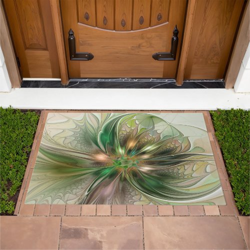 Colorful Fantasy Modern Abstract Fractal Flower Doormat