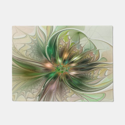 Colorful Fantasy Modern Abstract Fractal Flower Doormat