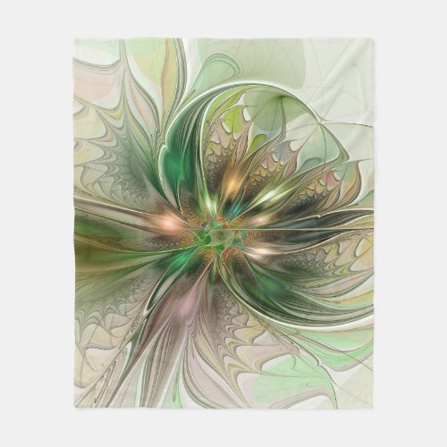 Colorful Fantasy Modern Abstract Fractal Flower Fleece Blanket
