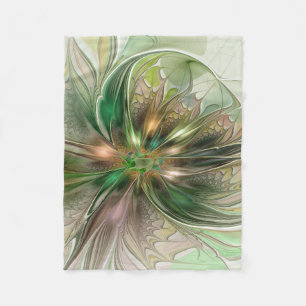 Colorful Fantasy Modern Abstract Fractal Flower Fleece Blanket