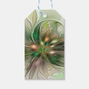 Colorful Fantasy Modern Abstract Fractal Flower Gift Tags