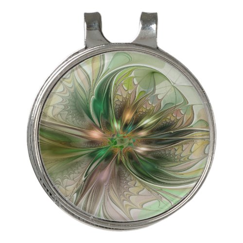 Colorful Fantasy Modern Abstract Fractal Flower Golf Hat Clip