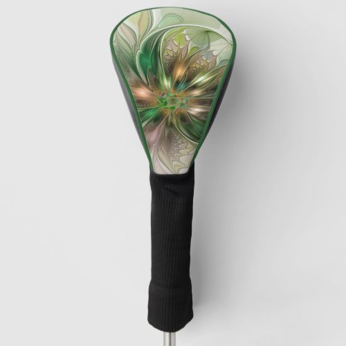 Colorful Fantasy Modern Abstract Fractal Flower Golf Head Cover