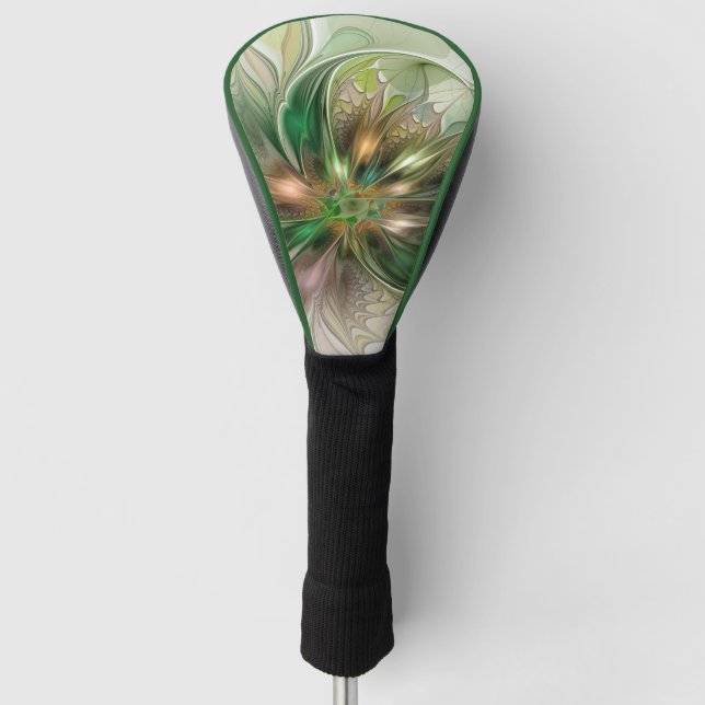 Colorful Fantasy Modern Abstract Fractal Flower Golf Head Cover (Front)