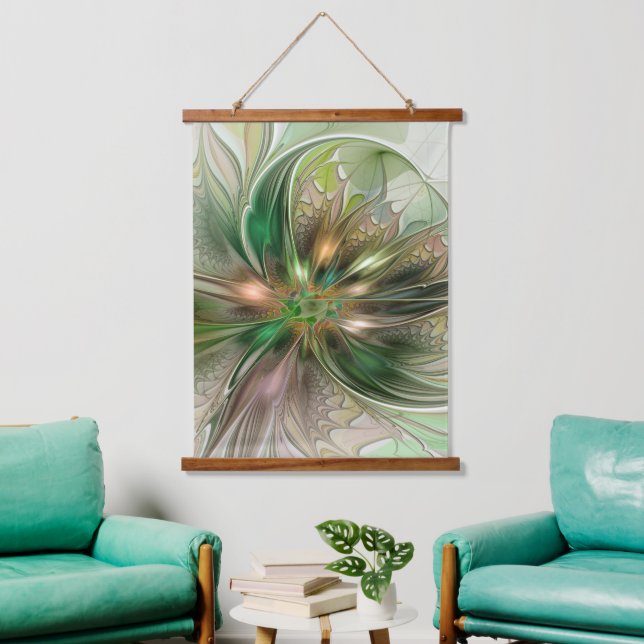 Colorful Fantasy Modern Abstract Fractal Flower Hanging Tapestry (Living Room)