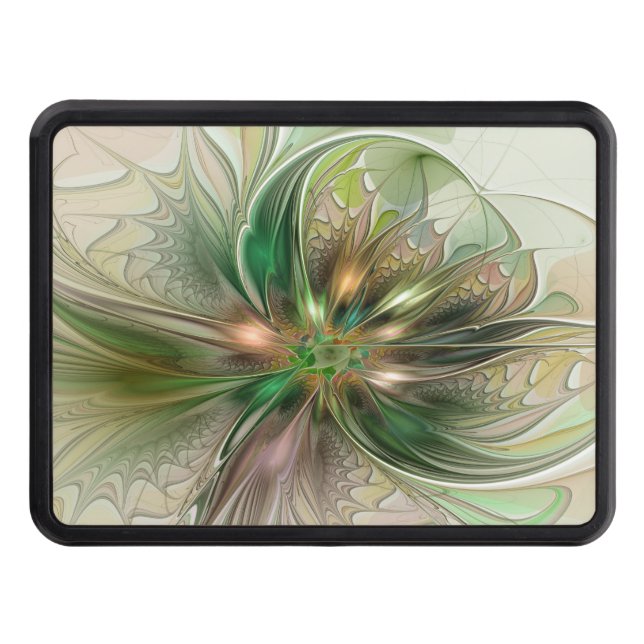 Colorful Fantasy Modern Abstract Fractal Flower Hitch Cover (Front)