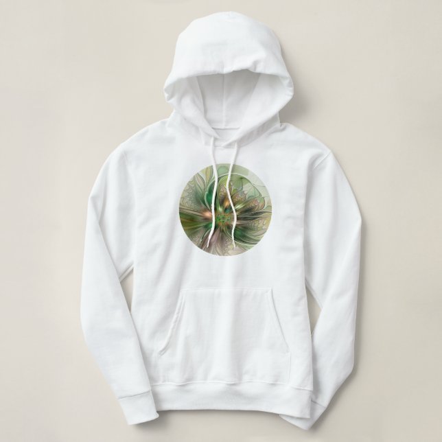 Colorful Fantasy Modern Abstract Fractal Flower Hoodie (Design Front)
