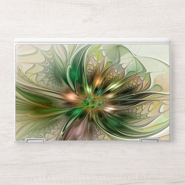 Colorful Fantasy Modern Abstract Fractal Flower HP Laptop Skin (Front)