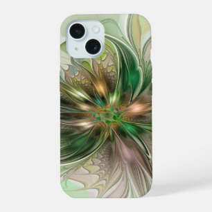 Colorful Fantasy Modern Abstract Fractal Flower iPhone 15 Case