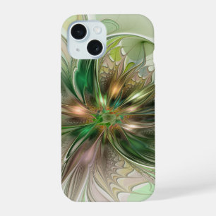 Colorful Fantasy Modern Abstract Fractal Flower iPhone 15 Case
