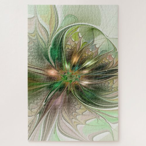 Colorful Fantasy Modern Abstract Fractal Flower Jigsaw Puzzle