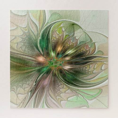 Colorful Fantasy Modern Abstract Fractal Flower Jigsaw Puzzle