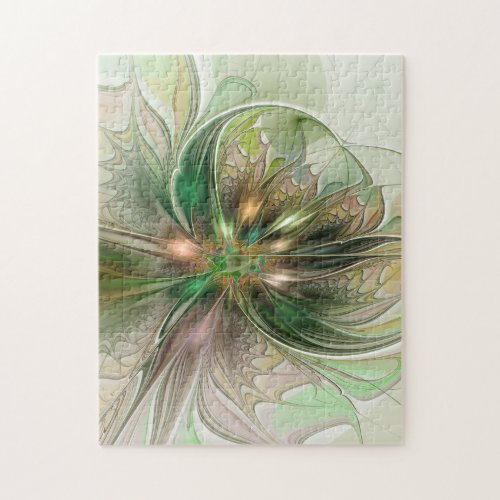 Colorful Fantasy Modern Abstract Fractal Flower Jigsaw Puzzle