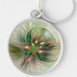 Colorful Fantasy Modern Abstract Fractal Flower Keychain