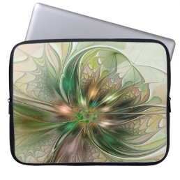 Colorful Fantasy Modern Abstract Fractal Flower Laptop Sleeve