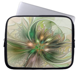 Colorful Fantasy Modern Abstract Fractal Flower Laptop Sleeve