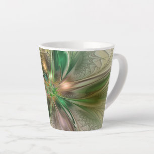 Colorful Fantasy Modern Abstract Fractal Flower Latte Mug