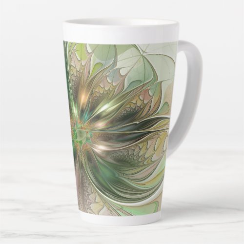 Colorful Fantasy Modern Abstract Fractal Flower Latte Mug