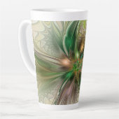 Colorful Fantasy Modern Abstract Fractal Flower Latte Mug (Left Angle)