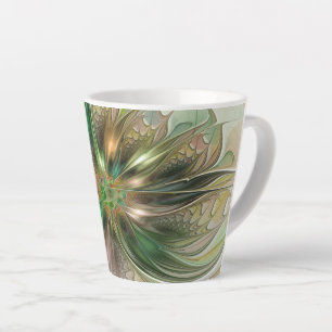 Colorful Fantasy Modern Abstract Fractal Flower Latte Mug