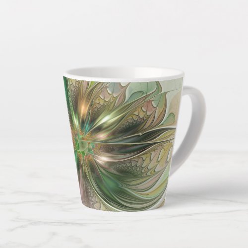 Colorful Fantasy Modern Abstract Fractal Flower Latte Mug