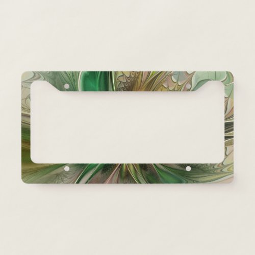 Colorful Fantasy Modern Abstract Fractal Flower License Plate Frame