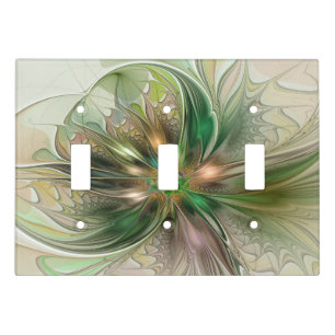 Colorful Fantasy Modern Abstract Fractal Flower Light Switch Cover