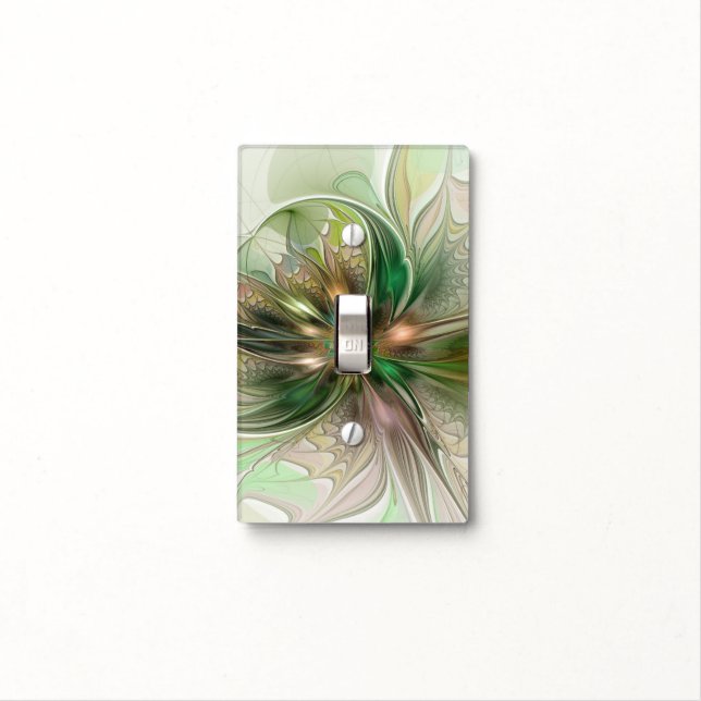 Colorful Fantasy Modern Abstract Fractal Flower Light Switch Cover (In Situ)