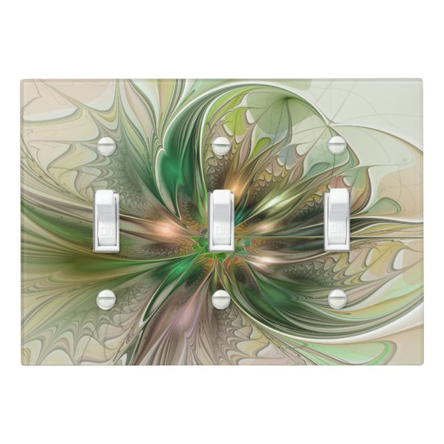 Colorful Fantasy Modern Abstract Fractal Flower Light Switch Cover (In Situ)
