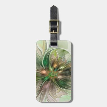 Colorful Fantasy Modern Abstract Fractal Flower Luggage Tag by GabiwArt at Zazzle