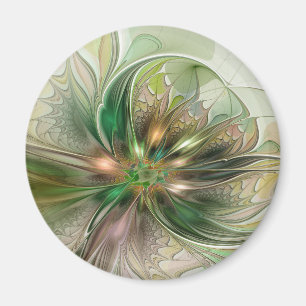 Colorful Fantasy Modern Abstract Fractal Flower Magnet