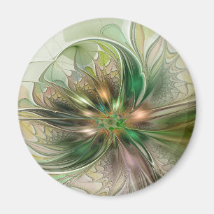 Colorful Fantasy Modern Abstract Fractal Flower Magnet